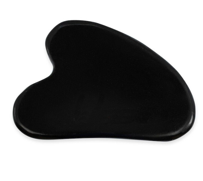 Set Rola Masaj Faciala si Piatra Gua Sha, Piatra Naturala Neagra, Accesorii Aurii, Efect Lifting si Anti-Pungi [4]