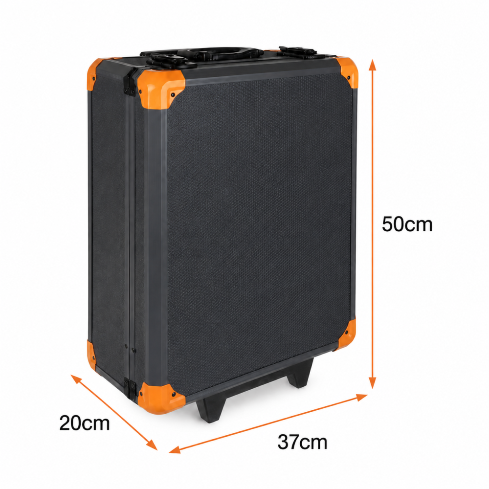 Set scule negru-portocaliu 1000 piese, valiza aluminiu 50 x 37 x 20 cm cu roti si maner telescopic [5]