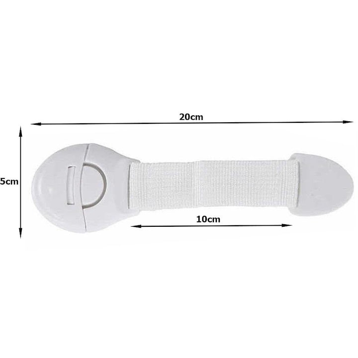 Set sigurante pentru usi si sertare, flexibile textile, ajustabile, cu adeziv 3M, pentru dulap, frigider, cuptor si mobilier, 6 bucati, alb [2]