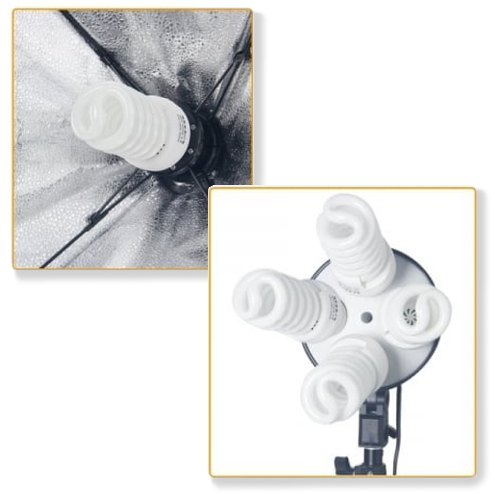 Set studio iluminare cu 2 softbox, 2 becuri fluorescente spiralate 45W, white screen, clame pentru panza, geanta transport [2]