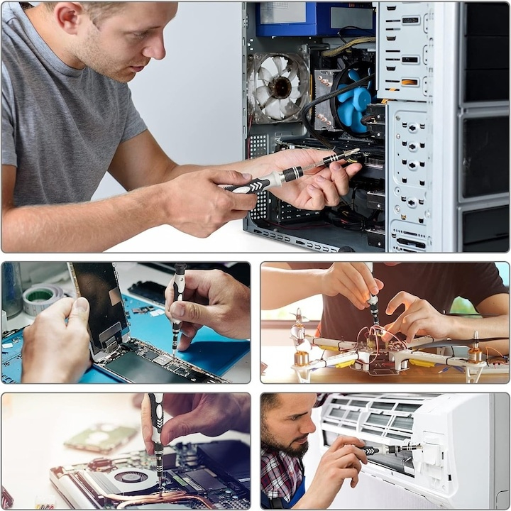 Set surubelnite de precizie 115 in 1, cu 98 biti magnetici si accesorii, maner ergonomic, extensii flexibile, pentru electronice si reparatii fine [5]