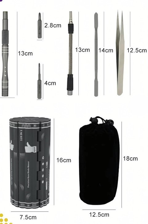 Set surubelnite de precizie 128 in 1, otel, biti magnetici, maner ergonomic [2]