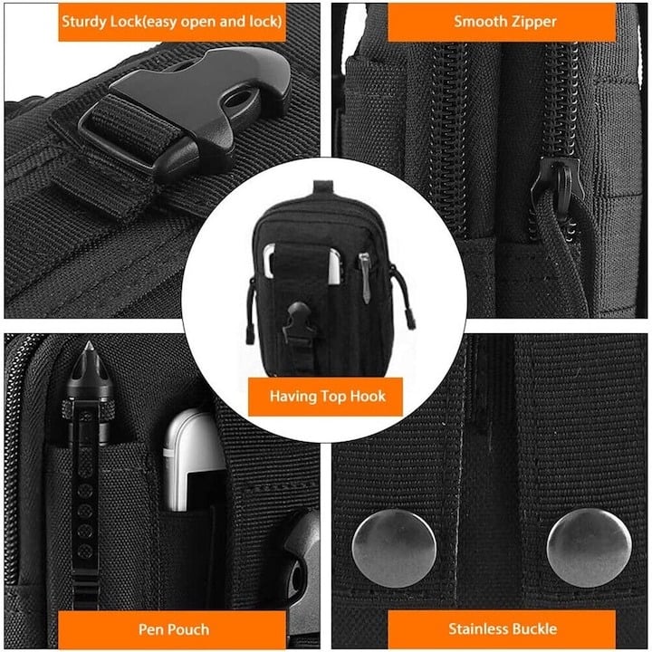Set tactic format din borseta militara si centura militara, supravietuire, camping, multifunctional - Verde [8]