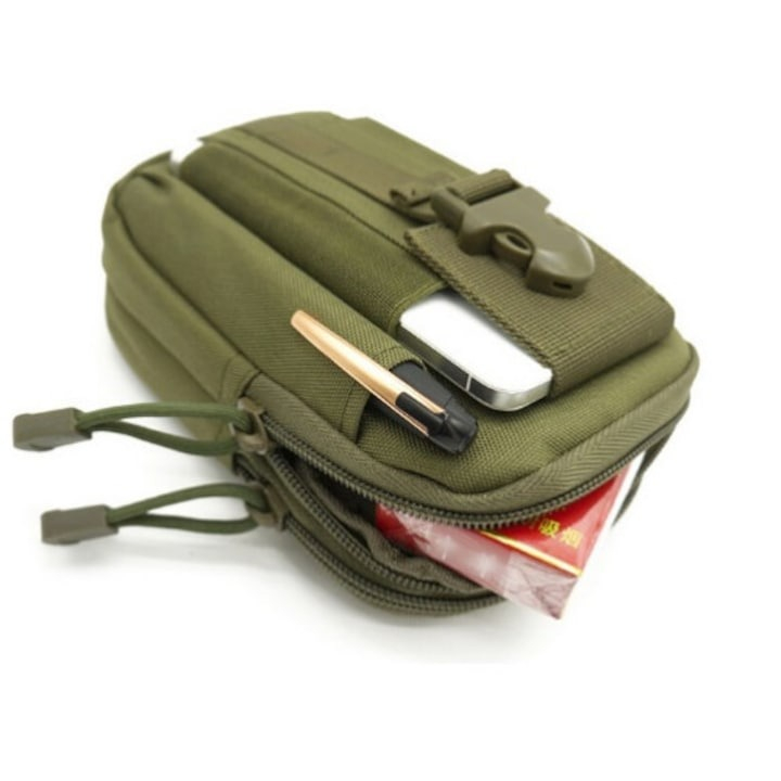 Set tactic format din borseta militara si centura militara, supravietuire, camping, multifunctional - Verde [4]