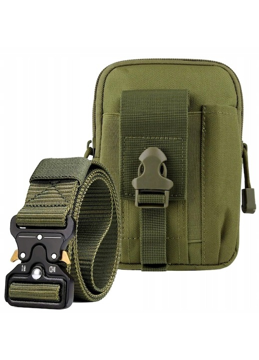 Set tactic format din borseta militara si centura militara, supravietuire, camping, multifunctional - Negru [14]