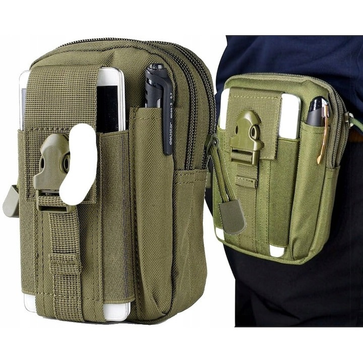 Set tactic format din borseta militara si centura militara, supravietuire, camping, multifunctional - Negru [9]