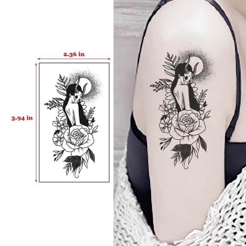 Set tatuaje temporare, 30 bucati, modele diferite, aplicare rapida cu apa, 10 x 6 cm, negru [4]