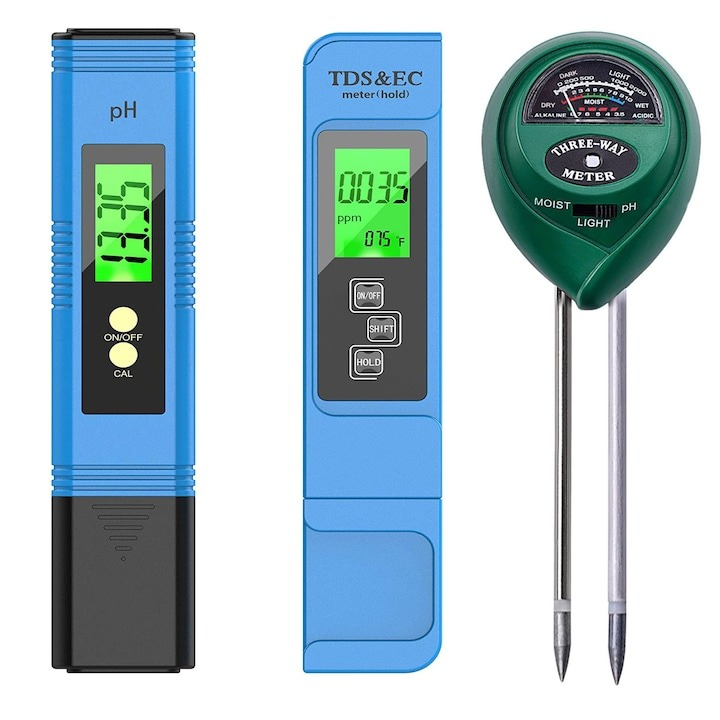Set testere de calitate apa si sol, verificare digitala de inalta precizie a pH si TDS, puritate temperatura
