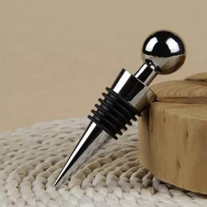 Set tirbuson multifunctional somelier 11 cm inox, desfacator sticle, cutit, dop vin cu silicon reutilizabil, argintiu [6]