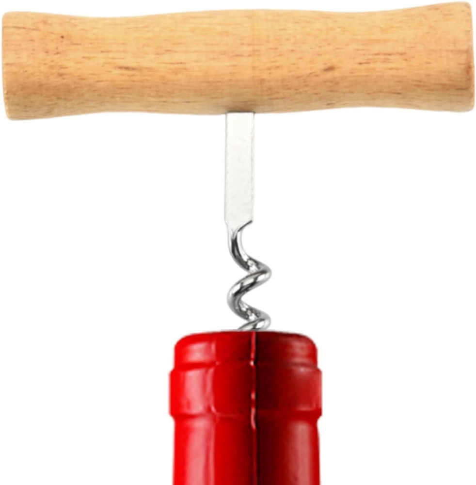 Set tirbuson tip T 9 cm, desfacator sticle, spirala inox, dop vin cu silicon reutilizabil, argintiu [4]