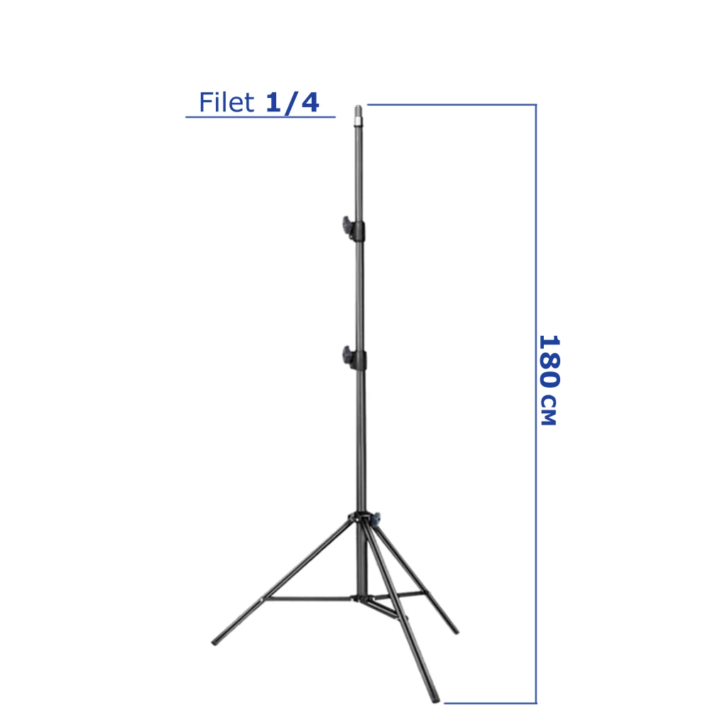 Set trepied 180 cm aluminiu negru cu suport telefon rotabil ABS reglabil 5.5–10 cm, filet 1/4, 3 segmente, stabil 3 kg [2]