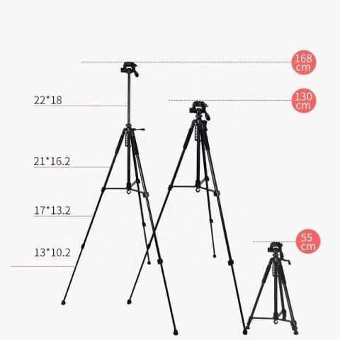 Set trepied foto pentru camere 168 cm, filet universal 1/4 + mini trepied flexibil cu suport pentru telefon [4]