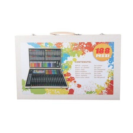 Set trusa completa de pictura si desen pentru copii, din lemn 188 piese [4]