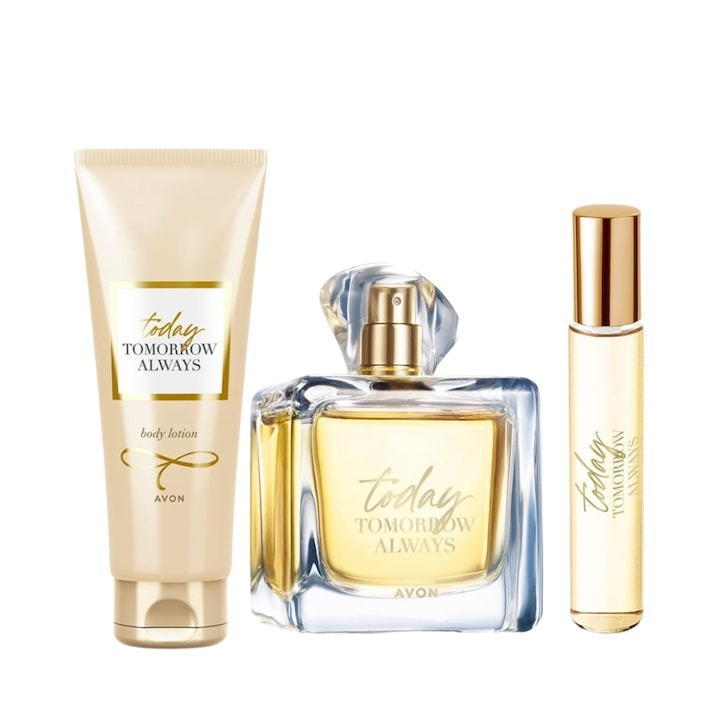 Set TTA Today pentru Ea (parfum 100 ml, lotiune corp 125 ml, mini apa 10 ml), Avon