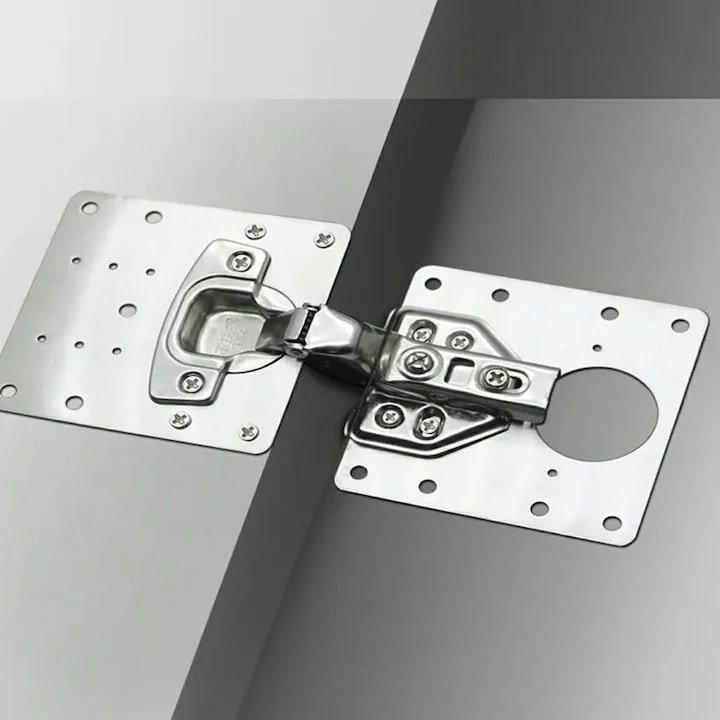 Set universal pentru consolidarea balamalelor de mobilier, 4 placi inox 9 x 9 cm, reparatie rapida pentru dulapuri si usi [8]