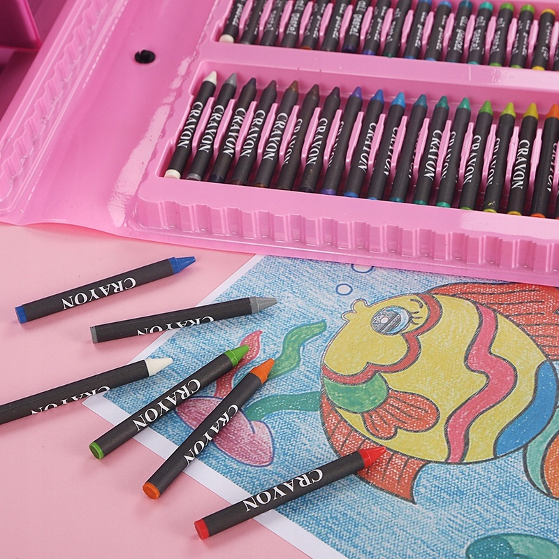 Set valiza creativa pentru copii – 208 piese de pictura, desen si colorat, 3+, culori variate, creioane, markere, acuarele, pasteluri si accesorii artistice, in cutie portabila cu maner + parfum fruct [6]