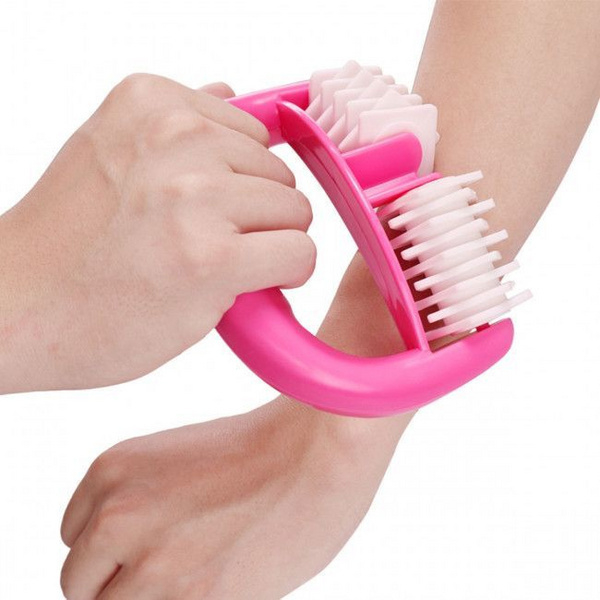 Set ventuze silicon masaj facial si corporal, rola anti celulitica, 4 ventuze + rola + sac textil, roz [3]