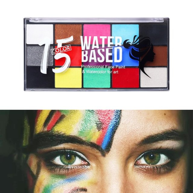 Set vopsea pentru fata si corp, 15 culori, pe baza de apa, usor de aplicat, multicolor, 15 x 8.2 x 1.4 cm [7]