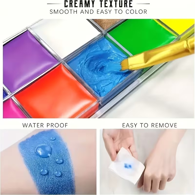 Set vopsele fata si corp 12 culori, tip ulei, culori vibrante, pentru petreceri, costume si evenimente speciale [3]