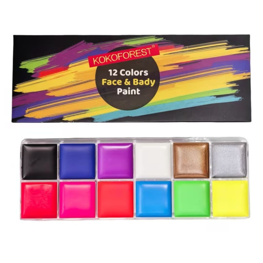 Set vopsele fata si corp 12 culori, tip ulei, culori vibrante, pentru petreceri, costume si evenimente speciale [1]