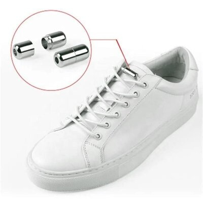 Sireturi albe 100 cm, elastice si ajustabile fara nod, sistem de inchidere cu clema metalica, pentru incaltare usoara, pantofi sport, casual, sneakers, copii si adulti [6]