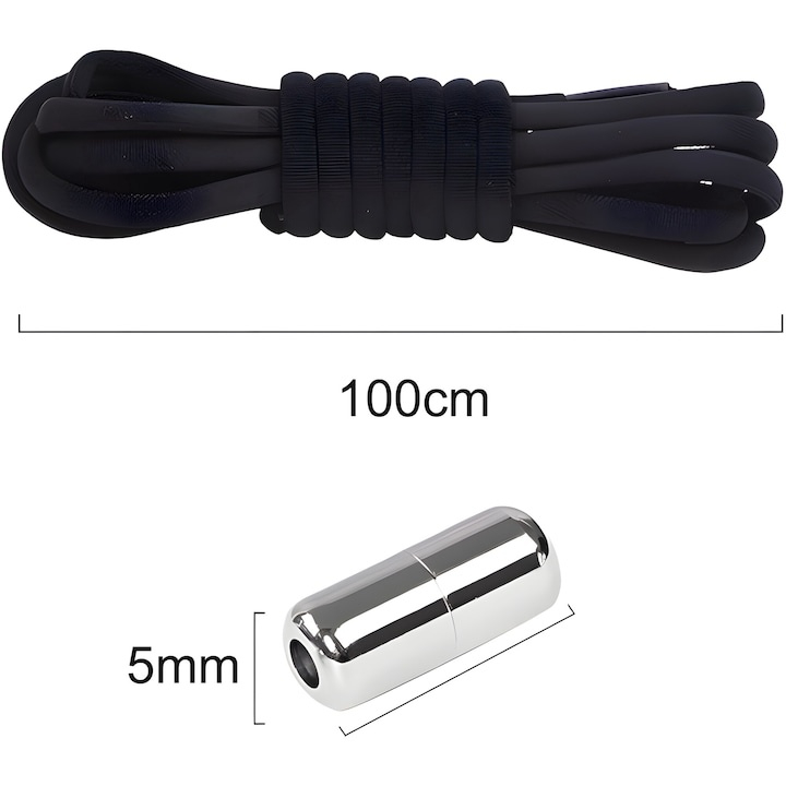 Sireturi elastice fara legare, cu inchidere magnetica, lungime 100 cm, universale pentru orice tip de incaltaminte, confortabile, usor de utilizat, materiale premium, negru [8]