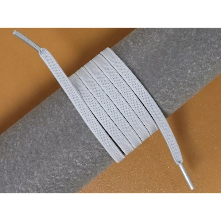 Sireturi fara legare, elastice, universale, inchidere cu capsule metalice, alb [14]