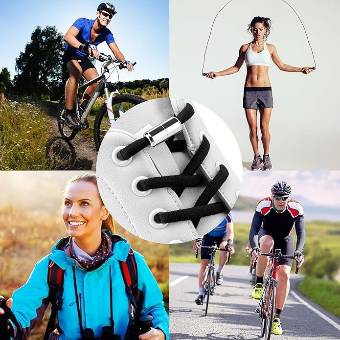 Sireturi fara legare flexibile cu clipsuri metalice, reglabile, lungime 100 cm, negru [10]