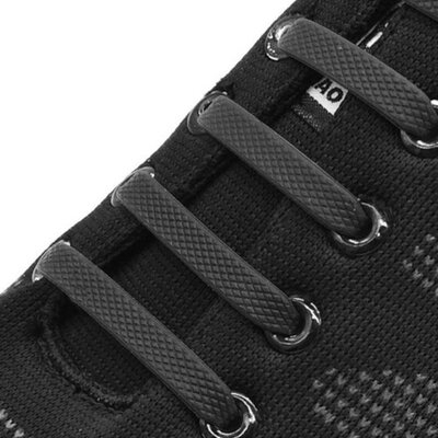 Sireturi negre din silicon, 16 bucati, elastice fara nod si legare, sistem no-tie pentru incaltare rapida, fixare confortabila, pantofi sport, casual si sneakers [7]