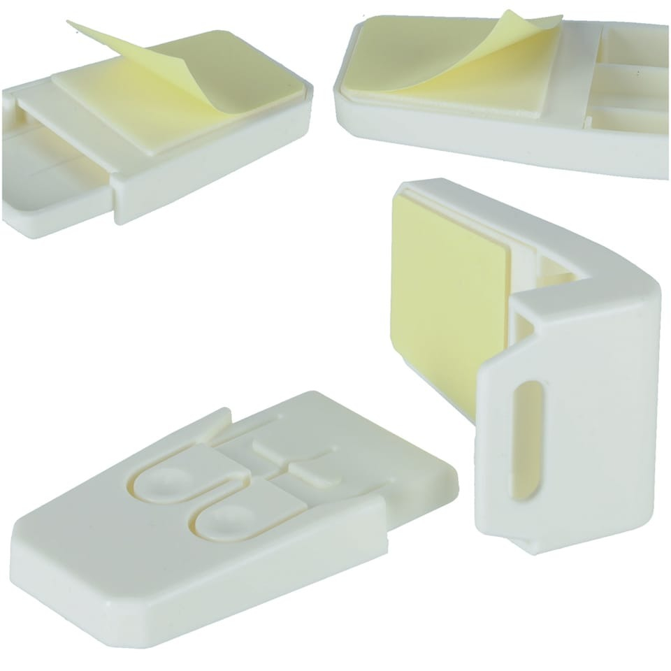 Sistem de siguranta pentru copii, blocare sertare, plastic, cu banda adeziva, 7 x 7 x 4 cm, alb [8]