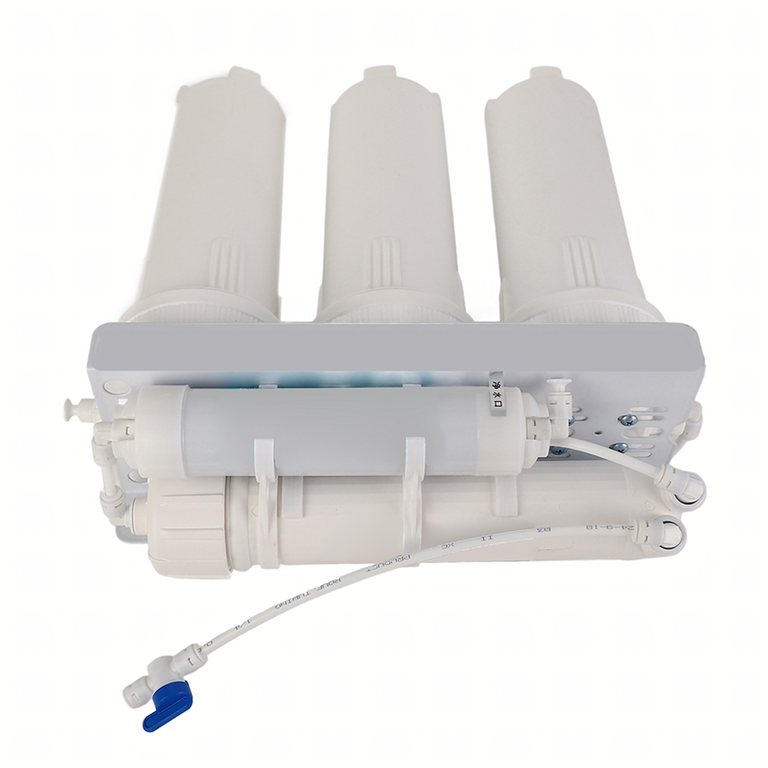 Sistem filtrare apa alb 36.5 x 38 cm, cu osmoza inversa, 3 carcase filtrante, membrana RO, robinet separat, pentru montaj sub chiuveta [8]
