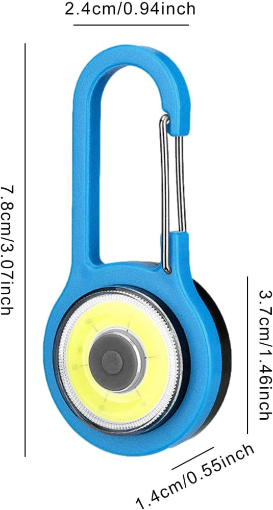 Sistem iluminare LED portabil cu agatatoare tip carabiniera, lumina alba, 3 functii, albastru 8x4 cm [4]