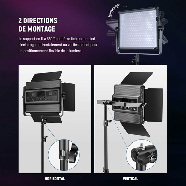 Sistem profesional RBG1200 Lampa Video LED RGB 60W 2500K-8500K, 2 trepiede reglabile, control APP pentru studio si streaming, geanta transport inclusa [2]