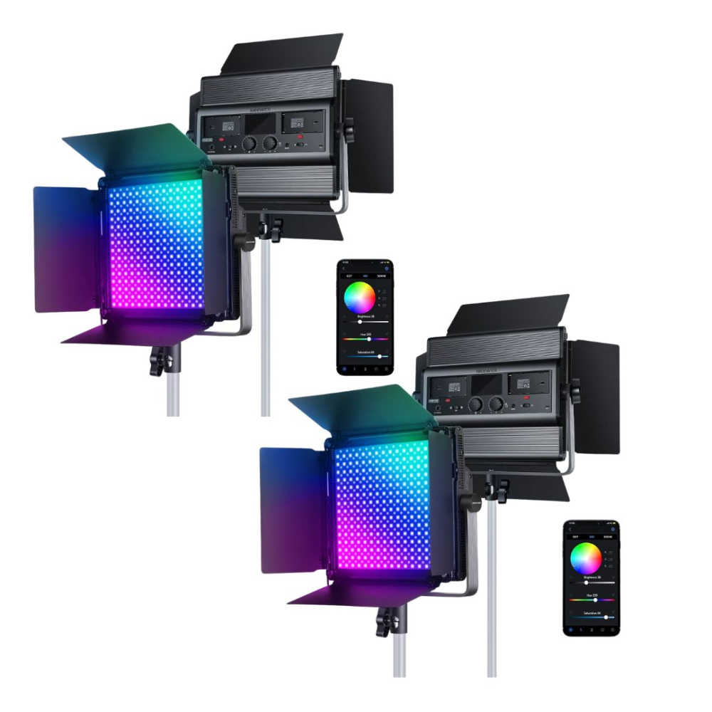Sistem profesional RBG1200 Lampa Video LED RGB 60W 2500K-8500K, 2 trepiede reglabile si 1 mini trepied inclus, control APP pentru studio si streaming [8]