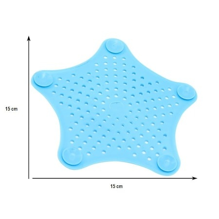 Sita Protectie Scurgere cu Ventuze din Silicon pentru Chiuveta Cada Dus Sifon 15 x 15 cm - Albastru [3]