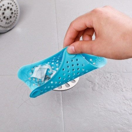 Sita Protectie Scurgere cu Ventuze din Silicon pentru Chiuveta Cada Dus Sifon 15 x 15 cm - Albastru [4]