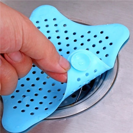 Sita Protectie Scurgere cu Ventuze din Silicon pentru Chiuveta Cada Dus Sifon 15 x 15 cm - Albastru [5]