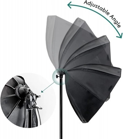 Softbox octogonal 65cm cu bec fluorescent spiralat 45W E27, stand reglabil 200cm si husa protectie [4]