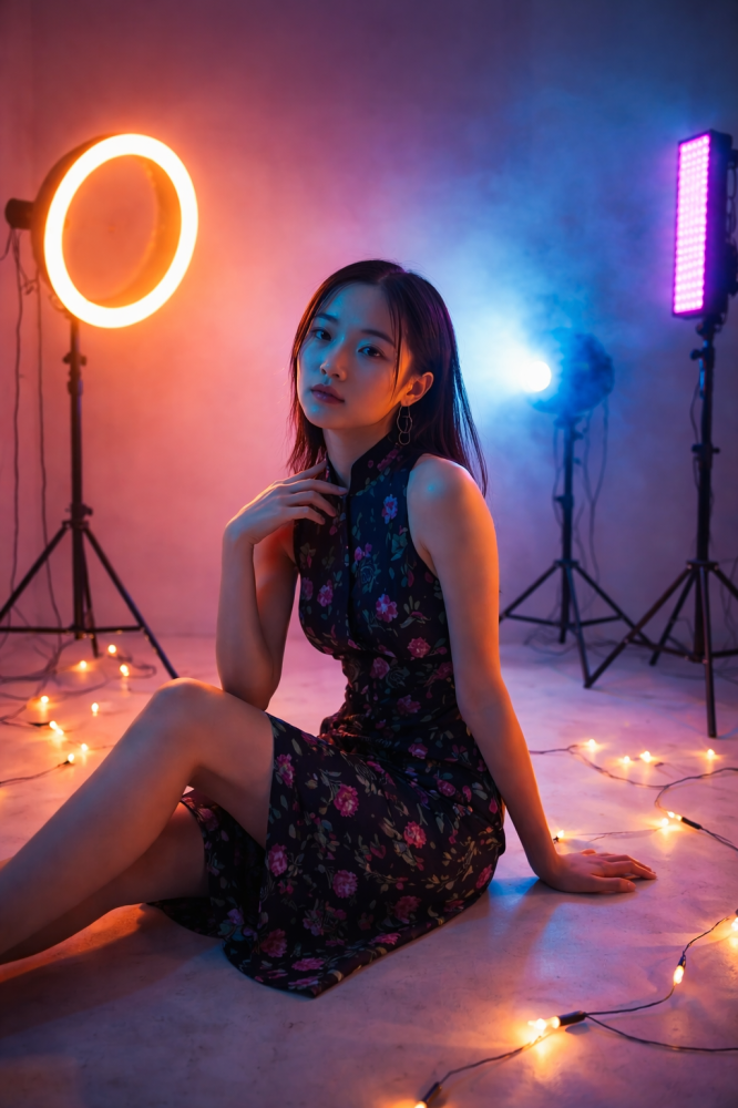 Softbox octogonal 65cm cu bec RGB 45W E27, stand reglabil 200cm si husa transport [4]