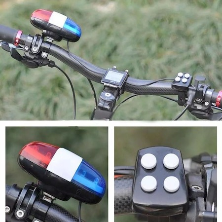 Sonerie tip sirena politie pentru bicicleta, fixare pe ghidon [3]