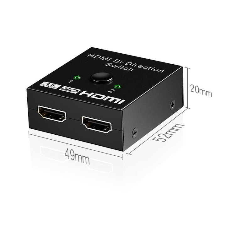 Splittler adaptor Bi direction switch, HDMI, 4k Ultra HD, distribuie semnal la 2 dispozitive HDMI [3]
