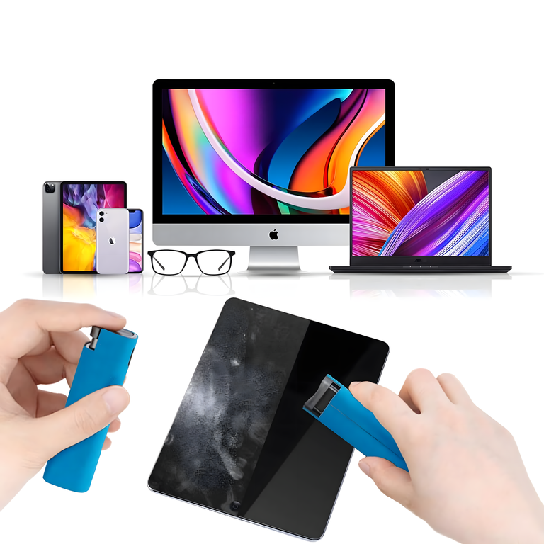 Spray de curatare pentru ecrane, albastru, 9 x 2.5 cm, cu laveta din microfibra incorporata, pentru telefon, laptop, tableta si monitor [4]