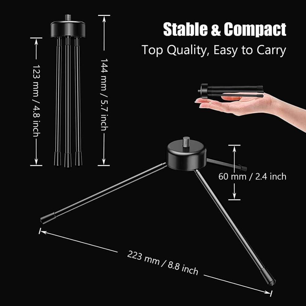 Stand telefon universal cu telecomanda Bluetooth, suport smartphone pentru birou cu picioare anti-alunecare, ABS si metal, diametru suport 9.5 cm, inaltime 13.5 cm [6]