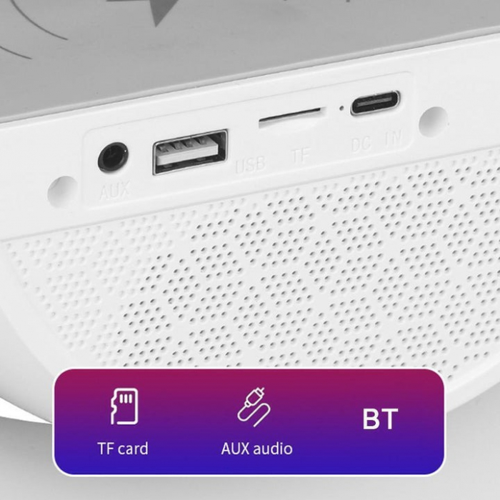 Statie Incarcare Wireless 3 in 1 cu lampa RGB si Boxa Bluetooth [5]