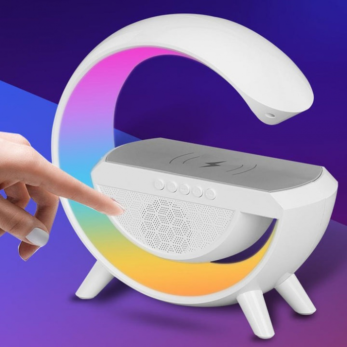 Statie Incarcare Wireless 3 in 1 cu lampa RGB si Boxa Bluetooth [2]