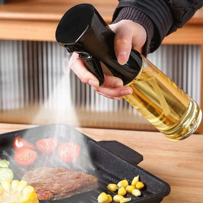 Sticla cu pulverizator pentru ulei, otet, lichide, universal, capacitate 200 ml, 20.5 x 6 cm, negru [12]