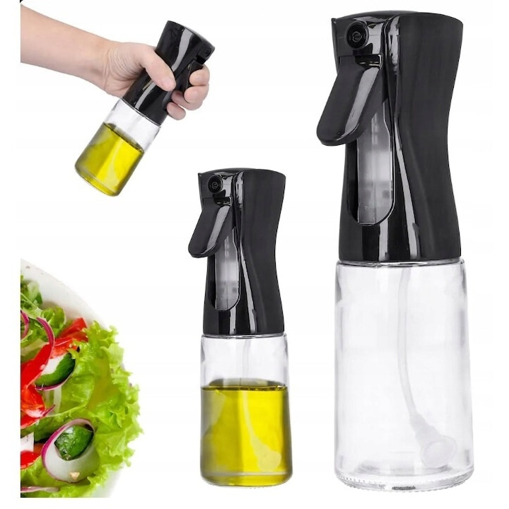 Sticla cu pulverizator pentru ulei, otet, lichide, universal, capacitate 200 ml, 20.5 x 6 cm, negru [6]