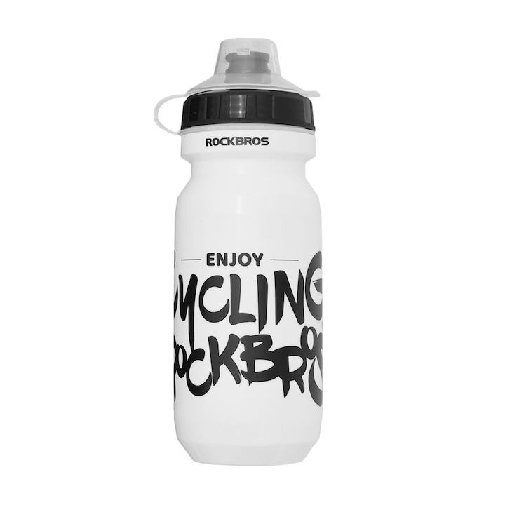 Sticla de apa pentru bicicleta, 600 ml, 20 cm, compatibila cu suporturi de dimensiune standard, alb [3]