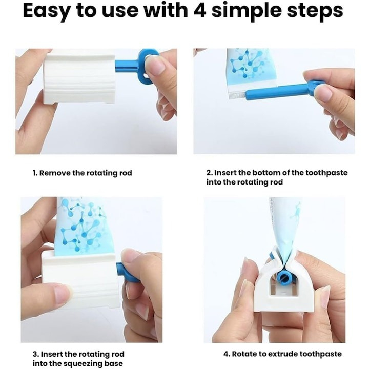 Dispozitiv manual pentru stors pasta de dinti, vopsea, produse cosmetice, plastic, 5.5 x 4 cm, albastru [12]