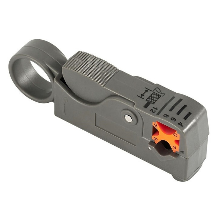 Stripper cablu coaxial Dodaco, dezizolator reglabil 4/6/8/12 mm, gri, 10x3x2 cm [6]